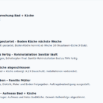 Bauprojekt-Timeline im Kundenportal mit allen Baustellen-Ereignissen chronologisch