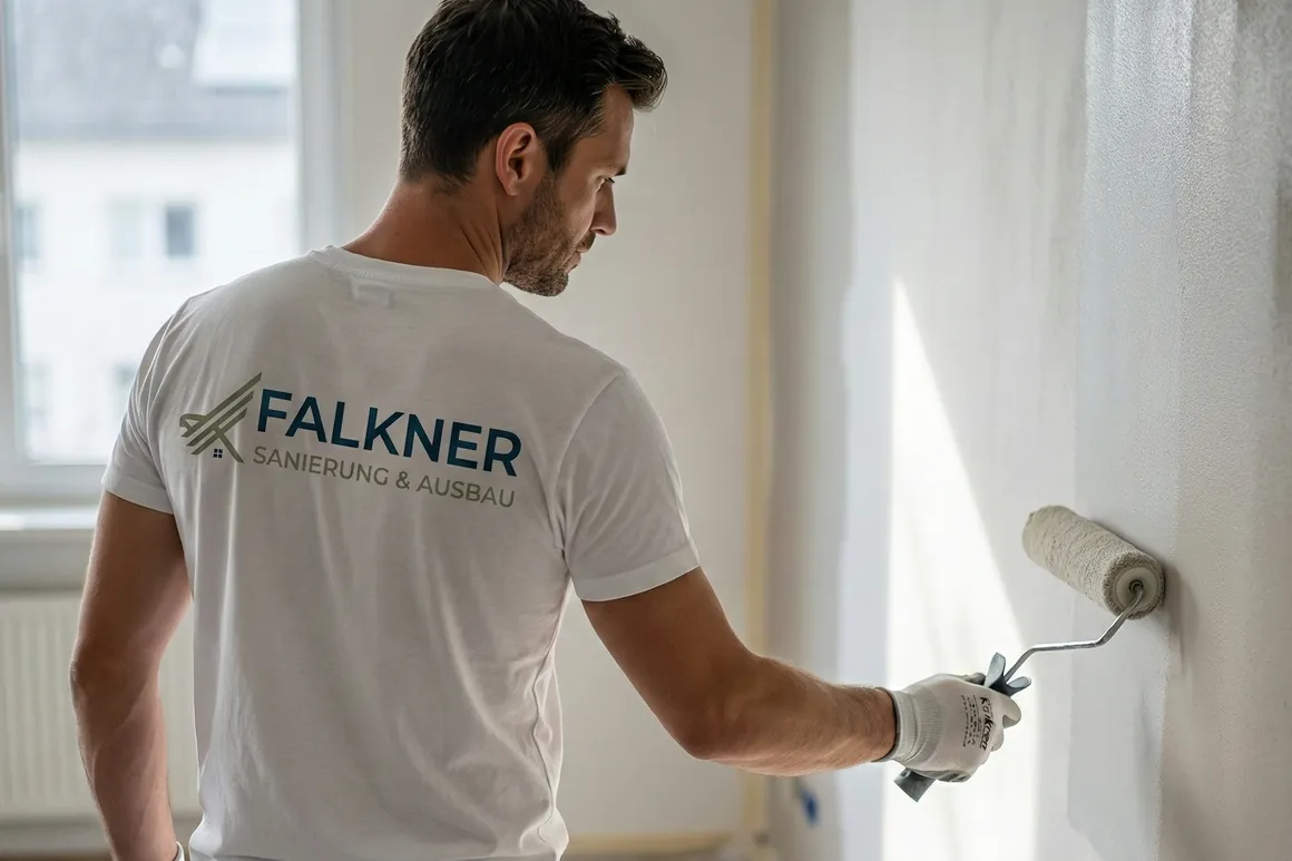 Maler von Falkner streicht eine Wand – Renovierung in Stuttgart